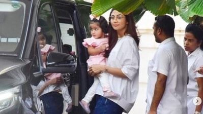 Shilpa Shetty with her daughter Samisha. (Varinder Chawla)