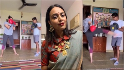 Swara Bhasker channels ‘social media generated rage’ into kickboxing (Instagram/reallyswara) Swara Bhasker channels ‘social media generated rage’ into kickboxing (Instagram/reallyswara)