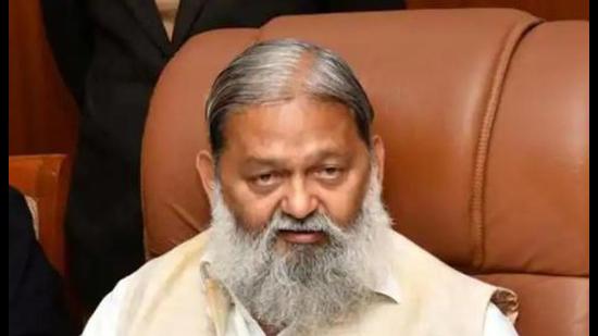 Haryana home minister Anil Vij is hospitalised in Chandigarh after he complained of breathlessness recently. (HT file photo)