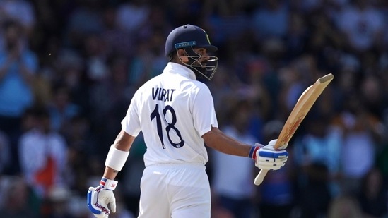 Leeds: India's captain Virat Kohli raises his bat to celebrate scoring fifty runs during the fourth day of third test cricket match between England and India, at Headingley cricket ground in Leeds, England, Saturday, Aug. 28, 2021. AP/PTI(AP08_28_2021_000139B)(AP)