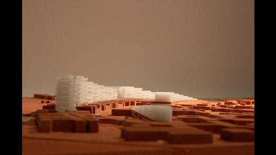 Her biggest project yet is Line of Goodwill, urban housing and hotels for 8,000 in Auroville. These are compact clusters that rise at one end of the city and slope down to reach the ground at the other end. (Luna Bucherer) Her biggest project yet is Line of Goodwill, urban housing and hotels for 8,000 in Auroville. These are compact clusters that rise at one end of the city and slope down to reach the ground at the other end. (Luna Bucherer)