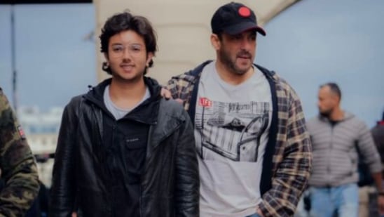 Salman Khan with his nephew Nirvan Khan in Russia.