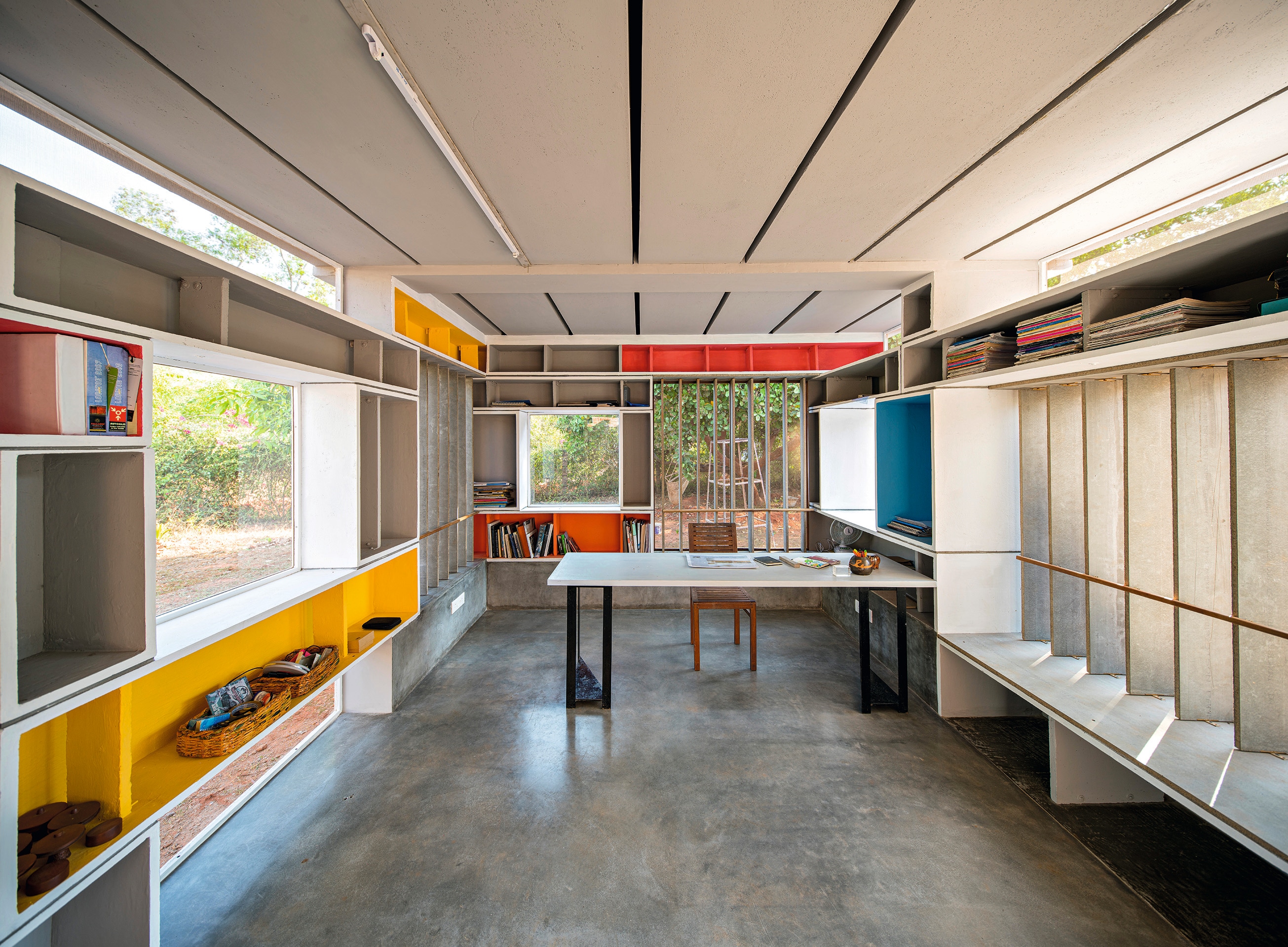 Kundoo, 54, has created unique Full-Fill Homes, modular crates cast in ferrocement, which can be assembled cheaply in about a week, with minimum construction experience. Most of the furniture is built-in, lowering costs further. (Javier Callejas)