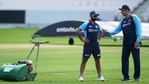Indian cricket coach Ravi Shastri, right, with Ajinkya Rahane during a nets session at Headingley cricket ground in Leeds.(AP) Indian cricket coach Ravi Shastri, right, with Ajinkya Rahane during a nets session at Headingley cricket ground in Leeds.(AP)
