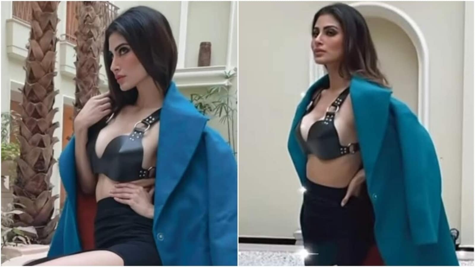 Mouni Roy Xxx Video - Mouni Roy is sensational in leather bralette and thigh-slit skirt in BTS  video from shoot | Fashion Trends - Hindustan Times