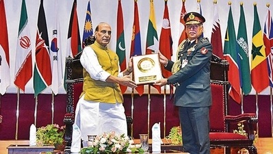 Union defence minister Rajnath Singh at the Defence Services Staff College in Wellington, Tamil Nadu on Sunday. PTI Union defence minister Rajnath Singh at the Defence Services Staff College in Wellington, Tamil Nadu on Sunday. PTI