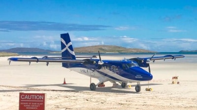 Barra Airport: Also known as Barra Eoligarry Airport, this is a short-runway airport in Scotland. This airport  is considered unique since it is believed to be the only one in the world where scheduled flights use a tidal beach as the runway. (Instagram/@hopeblamireartist)