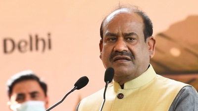 Om Birla reached Srinagar on Sunday after concluding his three-day outreach exercise in Leh. (PTI Photo/Kamal Singh)