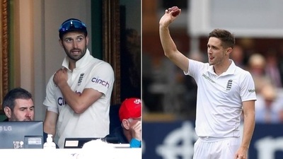 England pacer Mark Wood and all-rounder Chirs Woakes (HT Collage)
