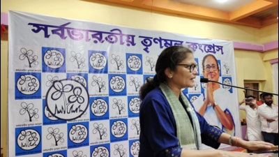 TMC leader Sushmita Dev inducted the members. (Twitter/TMCfor Assam) TMC leader Sushmita Dev inducted the members. (Twitter/TMCfor Assam)