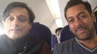 Salman Khan and Shashi Tharoor bumped into each other on a flight in 2015. Salman Khan and Shashi Tharoor bumped into each other on a flight in 2015.