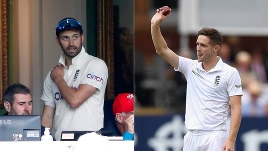 England pacer Mark Wood and all-rounder Chirs Woakes(HT Collage)
