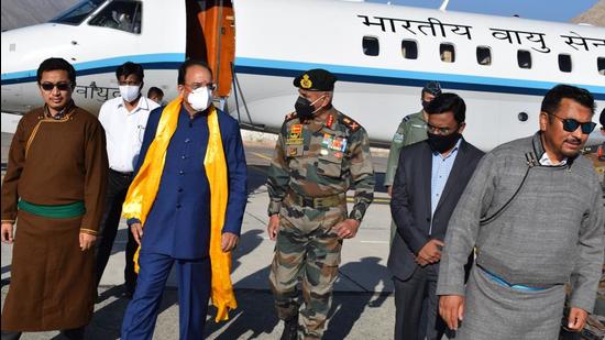 Union minister of state for defence Ajay Bhatt also laid a wreath at Chinar Corps War Memorial (HT File)