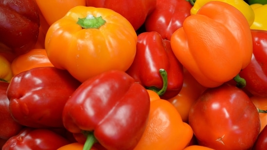 Red bell pepper: This bright coloured vegetable contains a powerful anti-oxidant, carotenoids. It may help protect skin from sun damage and environmental toxins.(Unsplash)