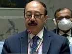 Foreign secretary Harsh Vardhan Shringla addresses a UNSC meeting.(File photo) Foreign secretary Harsh Vardhan Shringla addresses a UNSC meeting.(File photo)