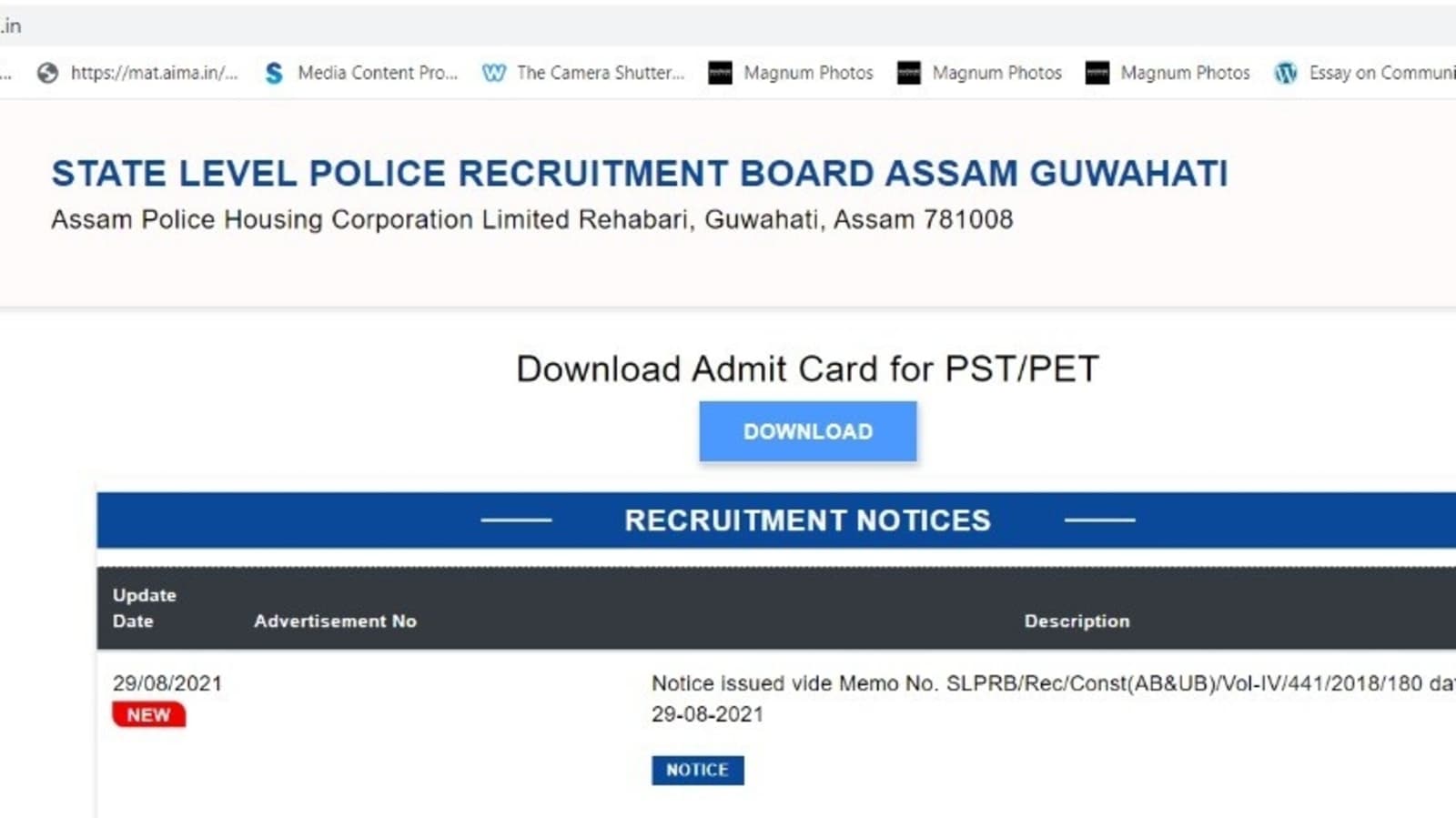 How to download Assam Police Constable PST/PET admit cards releasing on Sept 1