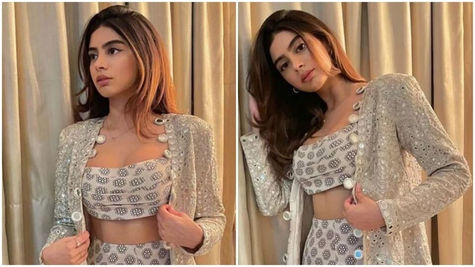 Khushi Kapoor's S*xy Bralette Blouse With An Elegant Mirror-Worked
