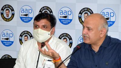 Delhi deputy chief minister Manish Sisodia along with Rajya Sabha MP Sanjay Singh. (ANI) Delhi deputy chief minister Manish Sisodia along with Rajya Sabha MP Sanjay Singh. (ANI)