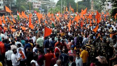 Hindu Jagran Manch stages a protest against those who raise anti-national slogans, in Indore on August 24. (ANI) Hindu Jagran Manch stages a protest against those who raise anti-national slogans, in Indore on August 24. (ANI)