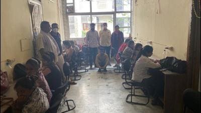The 12 people — 11 women and one man — were arrested during a raid on August 28 (HT Photo) The 12 people — 11 women and one man — were arrested during a raid on August 28 (HT Photo)