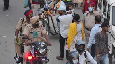 PCR cops patrolling in Ludhiana on Monday. The PCR force of Ludhiana has a strength of 350. (HT PHOTO)