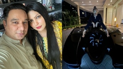 Ahmed Khan gifts wife Shaira Ahmed Khan a batmobile on her birthday. Ahmed Khan gifts wife Shaira Ahmed Khan a batmobile on her birthday.