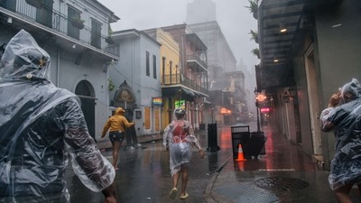 The rising ocean swamped the barrier island of Grand Isle as landfall came just to the west at Port Fourchon. (AFP) The rising ocean swamped the barrier island of Grand Isle as landfall came just to the west at Port Fourchon. (AFP)