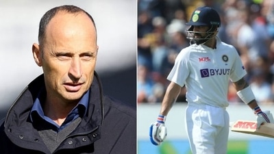 Nasser Hussain analysese Virat Kohli's struggle against the moving ball (HT Collage)
