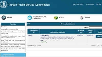 Punjab Public Service Commission recruitment: Apply for 119 posts of principal Punjab Public Service Commission recruitment: Apply for 119 posts of principal