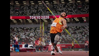 Sumit Antil won gold medal in the men's javelin throw F64 with a new world record of 68.08 at Tokyo 2020 Paralympics. ( (PTI)