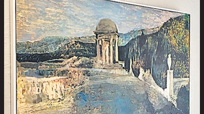 X-ray and infrared tech show that beneath Picasso’s The Crouching Beggar is this hidden work, Parc del Laberint d’Horta, by Catalan Modernist Santiago Rusiñol. (MORF Gallery) X-ray and infrared tech show that beneath Picasso’s The Crouching Beggar is this hidden work, Parc del Laberint d’Horta, by Catalan Modernist Santiago Rusiñol. (MORF Gallery)