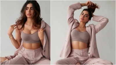 Earlier, Khushi Kapoor made headlines when she shared pictures of herself in nude pants and a blazer. (Instagram/@khushi05k) Earlier, Khushi Kapoor made headlines when she shared pictures of herself in nude pants and a blazer. (Instagram/@khushi05k)