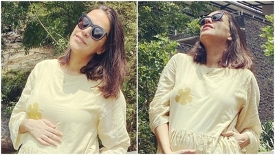 Neha Dhupia is gorgeous in ₹17k cotton midi dress as she cradles her baby bump, see pics (Instagram/@nehadhupia) Neha Dhupia is gorgeous in ₹17k cotton midi dress as she cradles her baby bump, see pics (Instagram/@nehadhupia)
