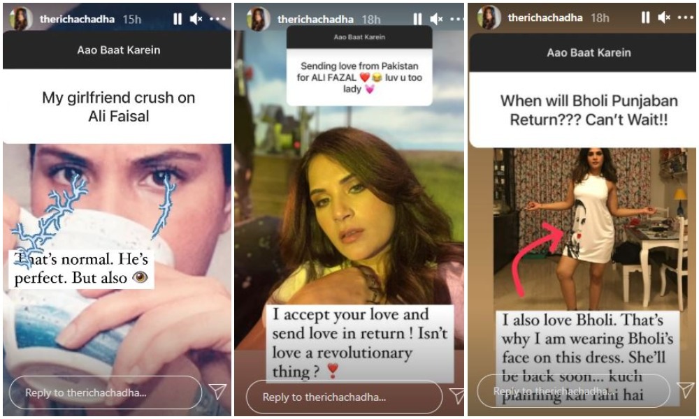 Richa Chadha took questions from her fans on Instagram. Richa Chadha took questions from her fans on Instagram.