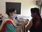 Of the 28,08,212 eligible persons of the city who received the coronavirus vaccines, roughly 10 lakh had been administered with both doses of the vaccine. (Parveen Kumar/HT Photo) Of the 28,08,212 eligible persons of the city who received the coronavirus vaccines, roughly 10 lakh had been administered with both doses of the vaccine. (Parveen Kumar/HT Photo)