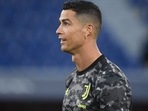 Cristiano Ronaldo during the warm up before the match