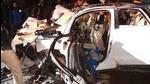 The Audi car was completely crushed due to the impact of the crash. (HT Photo) The Audi car was completely crushed due to the impact of the crash. (HT Photo)