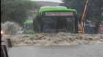 A DTC bus pushes on through a waterlogged road at Anand Parbat in New Delhi after heavy rainfall on Tuesday (Sanchit Khanna/HT PHOTO) A DTC bus pushes on through a waterlogged road at Anand Parbat in New Delhi after heavy rainfall on Tuesday (Sanchit Khanna/HT PHOTO)