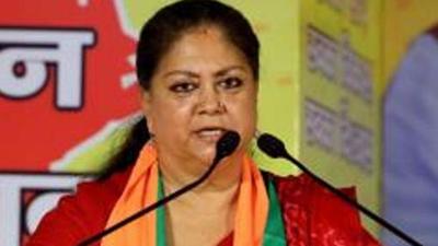 Talk of Raje’s tour after the controversy over the absence of her picture from the Jan Aashirwad Yatra posters has created a buzz in Rajasthan BJP. (PTI Photo) Talk of Raje’s tour after the controversy over the absence of her picture from the Jan Aashirwad Yatra posters has created a buzz in Rajasthan BJP. (PTI Photo)