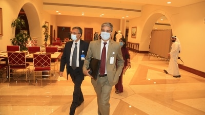 India's ambassador to Qatar Deepak Mittal arrives for Afghan peace talks in Doha, Qatar. (Reuters / File)