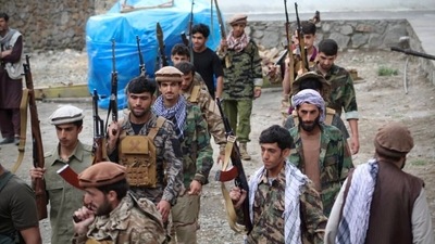 Men prepare for defence against the Taliban in Panjshir, Afghanistan August 22, 2021. (Aamaj News Agency via Reuters)