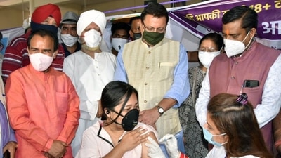 Uttarakhand chief minister Pushkar Singh Dhami at a Covid-19 vaccination centre in Dehradun. (ANI File Photo) Uttarakhand chief minister Pushkar Singh Dhami at a Covid-19 vaccination centre in Dehradun. (ANI File Photo)