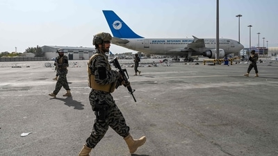 Taliban Badri special force fighters secure the airport in Kabul. (AFP)