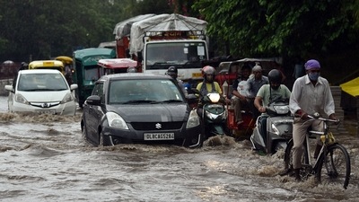 Commuters complained of traffic jams due to waterlogging in parts of the city on Twitter. The Delhi Traffic Police said that waterlogging was reported at Shahjahan Road, W Point ITO, Thyagaraja Marg, Lala Lajpat Rai Marg, Moolchand Underpass, AIIMS, Ring Road, Hyatt Hotel, both sides of the Savitri flyover, Maharani Bagh, Nizamudin Khatta, Dhaula Kuan to 11 Murti Marg and Anand Parbat Gali No 10. (ANI) Commuters complained of traffic jams due to waterlogging in parts of the city on Twitter. The Delhi Traffic Police said that waterlogging was reported at Shahjahan Road, W Point ITO, Thyagaraja Marg, Lala Lajpat Rai Marg, Moolchand Underpass, AIIMS, Ring Road, Hyatt Hotel, both sides of the Savitri flyover, Maharani Bagh, Nizamudin Khatta, Dhaula Kuan to 11 Murti Marg and Anand Parbat Gali No 10. (ANI)