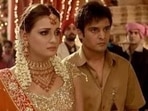 Dia Mirza and Jimmy Sheirgill in a still from Lage Raho Munna Bhai. Dia Mirza and Jimmy Sheirgill in a still from Lage Raho Munna Bhai.