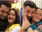 Prakash Kaur with her sons - Bobby and Sunny Deol.