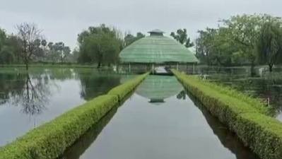 Buddha Relic Stupa, which enshrines the holy ashes of Lord Buddha, can also be seen surrounded by floodwater. (ANI)