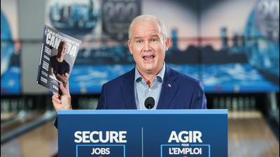 Leader of the Conservative Party, Erin O’Toole speaks to the media at an election campaign tour in Saint-Hyacinthe Quebec, Canada. (REUTERS) Leader of the Conservative Party, Erin O’Toole speaks to the media at an election campaign tour in Saint-Hyacinthe Quebec, Canada. (REUTERS)