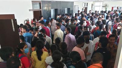 The students of 2019 batch staged a protest on Wednesday on the office campus of the university in Patna, demanding that they be promoted on the basis of their internal marks. (Santosh Kumar) The students of 2019 batch staged a protest on Wednesday on the office campus of the university in Patna, demanding that they be promoted on the basis of their internal marks. (Santosh Kumar)