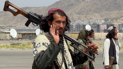 Taliban forces patrol at a runway a day after US troops withdrawal from Hamid Karzai International Airport in Kabul, (REUTERS)